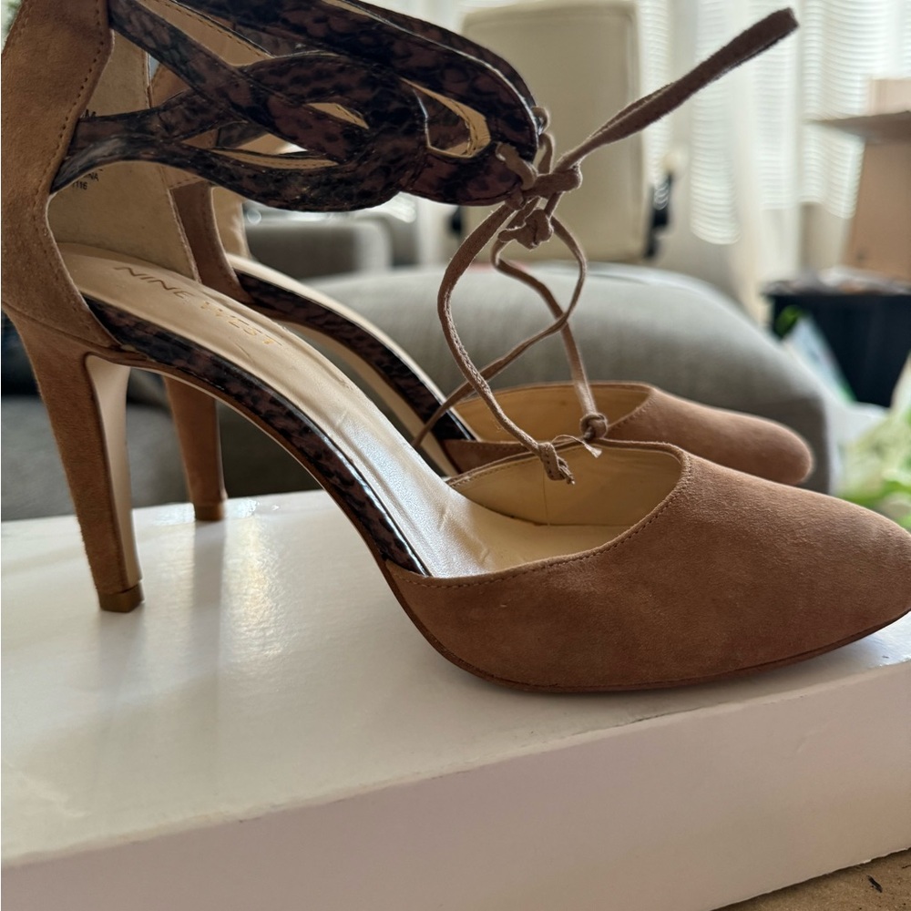 Nine West Leather Brown Nude Heals